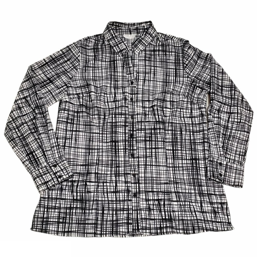 Fred David Black White Striped Blouse